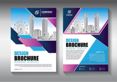 İş soyut vektör şablonu. Broşür tasarımı, modern tasarım, yıllık rapor, poster, renkli üçgenleri olan A4 broşürü, teknoloji, bilim ve ışık arka planlı geometrik şekiller.