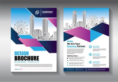 İş soyut vektör şablonu. Broşür tasarımı, modern tasarım, yıllık rapor, poster, renkli üçgenleri olan A4 broşürü, teknoloji, bilim ve ışık arka planlı geometrik şekiller.