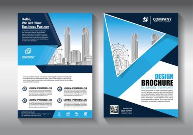 İş soyut vektör şablonu. Broşür tasarımı, modern tasarım, yıllık rapor, poster, renkli üçgenleri olan A4 broşürü, teknoloji, bilim ve ışık arka planlı geometrik şekiller.