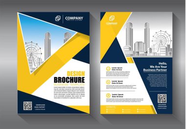 İş soyut vektör şablonu. Broşür tasarımı, modern tasarım, yıllık rapor, poster, renkli üçgenleri olan A4 broşürü, teknoloji, bilim ve ışık arka planlı geometrik şekiller.