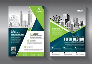 İş soyut vektör şablonu. Broşür tasarımı, modern tasarım, yıllık rapor, poster, renkli üçgenleri olan A4 broşürü, teknoloji, bilim ve ışık arka planlı geometrik şekiller.