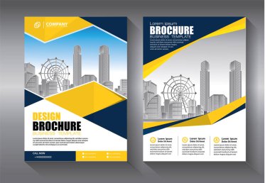 Broşür tasarımı, modern tasarım, yıllık rapor, poster, renkli üçgenleri olan A4 broşürü, teknoloji, bilim ve ışık arka planlı geometrik şekiller.