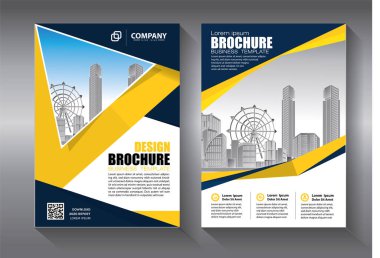 Broşür tasarımı, modern tasarım, yıllık rapor, poster, renkli üçgenleri olan A4 broşürü, teknoloji, bilim ve ışık arka planlı geometrik şekiller.