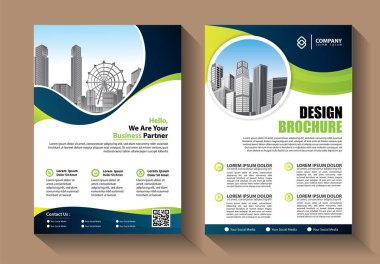 Broşür tasarımı, modern tasarım, yıllık rapor, poster, renkli üçgenleri olan A4 broşürü, teknoloji, bilim ve ışık arka planlı geometrik şekiller.