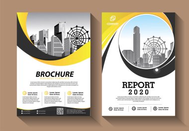 Broşür tasarımı, modern tasarım, yıllık rapor, poster, renkli üçgenleri olan A4 broşürü, teknoloji, bilim ve ışık arka planlı geometrik şekiller.