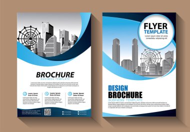 Broşür tasarımı, modern tasarım, yıllık rapor, poster, renkli üçgenleri olan A4 broşürü, teknoloji, bilim ve ışık arka planlı geometrik şekiller.