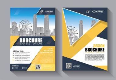 Broşür tasarımı, modern tasarım, yıllık rapor, poster, renkli üçgenleri olan A4 broşürü, teknoloji, bilim ve ışık arka planlı geometrik şekiller.