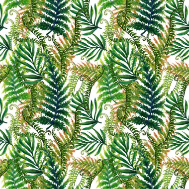 Watercolor gouache branches with leaves and Hand drawn illustration tropical rainforest seamless pattern invitations fabric scrapbook greeting cards
