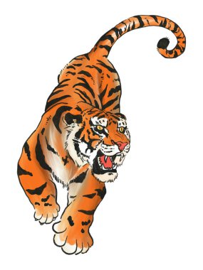 Wildlife and fauna big tigers set, animal cartoon design flat illustrations in different poses, isolated on white background