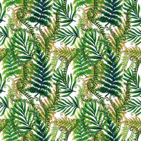 Watercolor gouache branches with leaves and Hand drawn illustration tropical rainforest seamless pattern invitations fabric scrapbook greeting cards
