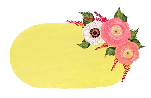 Ботанічна Ілюстрація Квітучих Рослин Фольклору Гілок Весільна Листівка Запрошення Збережіть — стокове фото