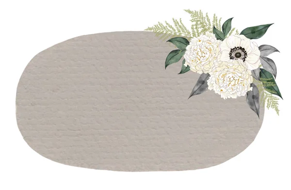 Botanical Illustration Blooming Plants Folage Branches Wedding Invitation Card Date — Fotografia de Stock