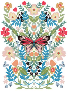 Bouquet spring summer botanical  blossom foliage leaves watercolor colorful for wedding party for invitation card party flower and plants on white