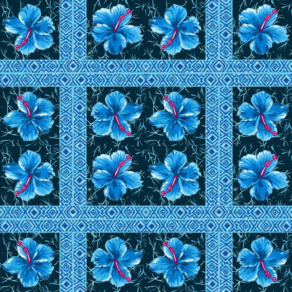 Abstract Creative Seamless Repeat Pattern Tropical Plants Artistic Ethnic Tribal — 스톡 사진