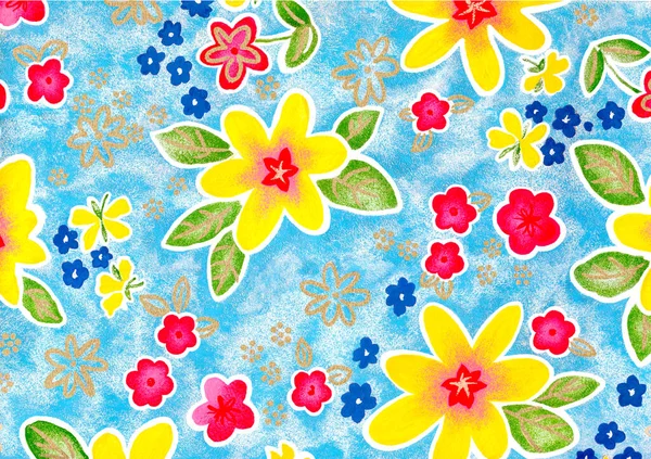 Floral Seamless Pattern Abstract Flower Shapes Hawaii Beach Style Bright — Stock Fotó
