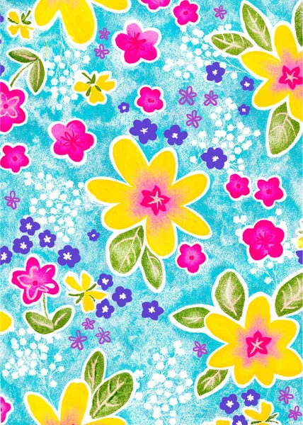 Floral Seamless Pattern Abstract Flower Shapes Hawaii Beach Style Bright — Stock Fotó