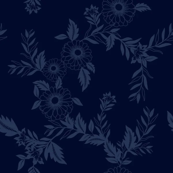 Синій Індиго Порцеляновий Мотивів Екзотичний Традиційний Східний Квітковий Безшовний Повторний — стокове фото