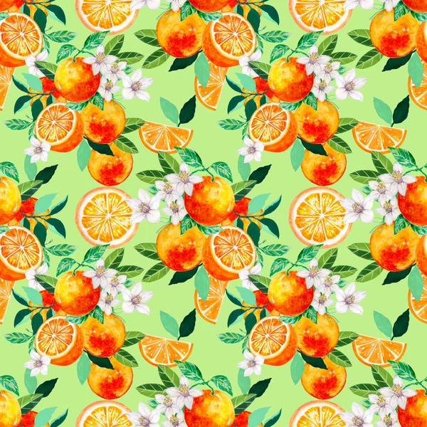 Tropical summer fruit seamless pattern Citrus Blossom tree in hand drawn for fabric fashion design with oranges, lemons, lime and flowers