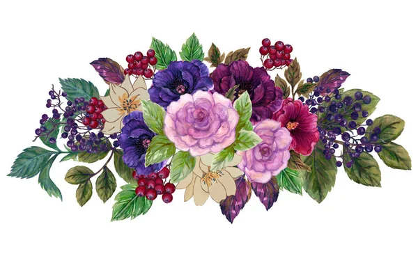 Flower Bouquet Floral Bunch Boho Design Object Element Peonies Magnolia — Stock Fotó