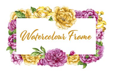 Colorful floral collection with leaves and flowers watercolor gouache hand draw Spring or summer design for invitation