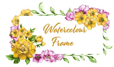 Colorful floral collection with leaves and flowers watercolor gouache hand draw Spring or summer design for invitation