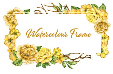 Colorful floral collection with leaves and flowers watercolor gouache hand draw Spring or summer design for invitation