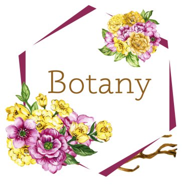 Colorful floral collection with leaves and flowers watercolor gouache hand draw Spring or summer design for invitation