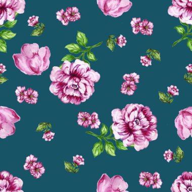 Colorful floral collection with leaves and flowers Beautiful floral background of watercolor sketches for the design and decoratio