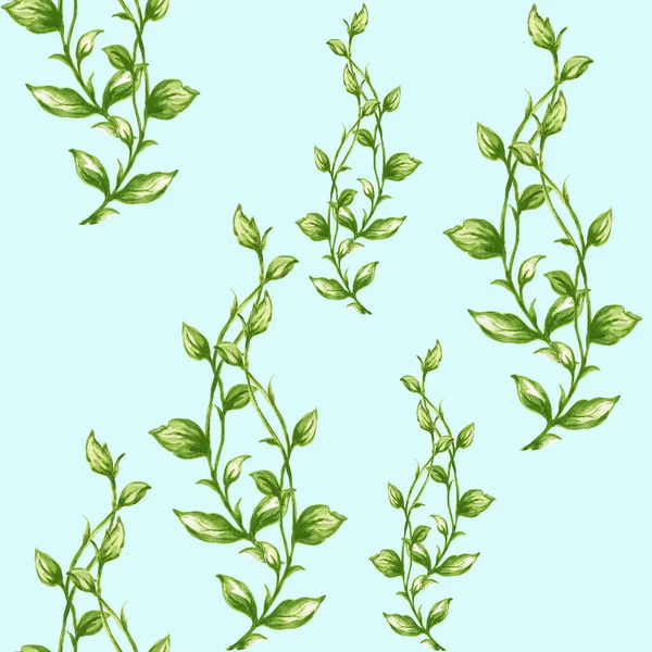 Watercolor Seamless Botanical Leaves Pattern — Fotografia de Stock