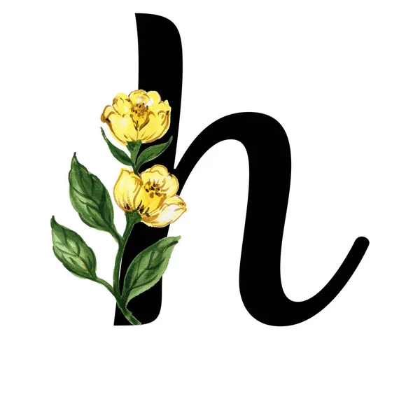 Квіткові Орнаментальні Літери Квіти Рожевий Жовтий Вінтажний Шрифт Квіткові Прикраси — стокове фото