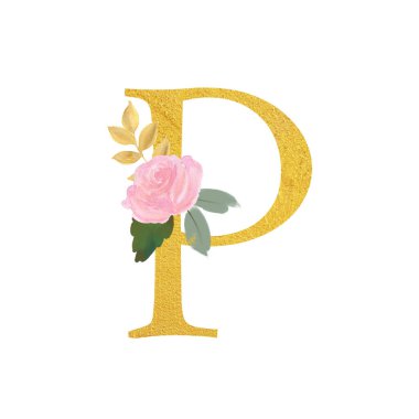 Botanical ornate letters flowers gold color and botanical boho font and flower ornaments alphabet. Royal ornate abc, flourishes decor elegant letter or antique alphabet illustration set