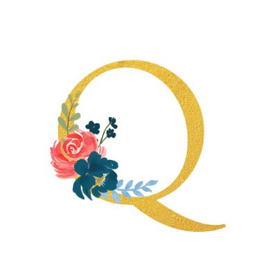 Botanical ornate letters flowers gold color and botanical boho font and flower ornaments alphabet. Royal ornate abc, flourishes decor elegant letter or antique alphabet illustration set