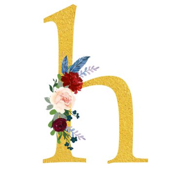 Botanical ornate small letters flowers gold color and botanical boho font and flower ornaments alphabet. Royal ornate abc, flourishes decor elegant letter or antique alphabet illustration set