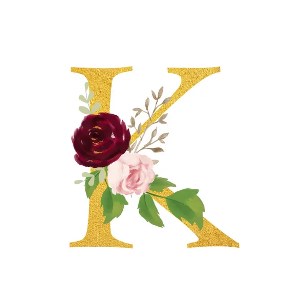 Ботанічні Орнаментальні Літери Квіти Золотий Колір Ботанічний Бухо Шрифт Квіткові — стокове фото