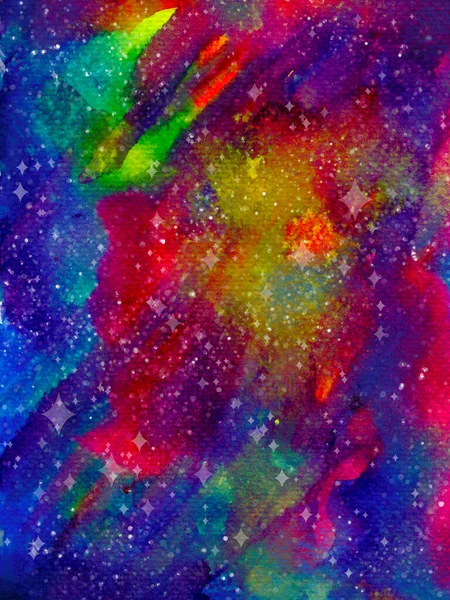 Colurful galaxy nebula and cosmic dust stock painting drawing watercolor illustration