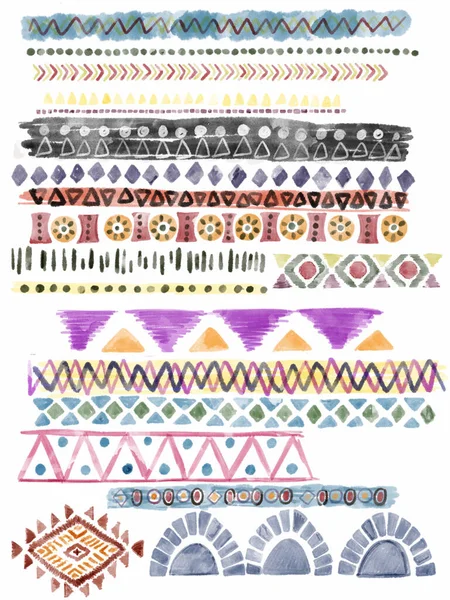 Ethnic Afrcan Seamless Pattern Horizontal Stripes Multicolor Element Isolated Digital — Stok Foto