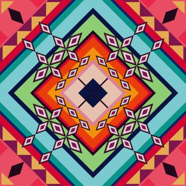 Ikat seamless repeat pattern. design for print, fabric, wallpaper, gift wrap, texture Tribal folk colorful illustrationbackground Boho, ethnic retro style