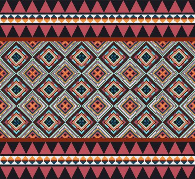 Ikat seamless repeat pattern. design for print, fabric, wallpaper, gift wrap, texture Tribal folk colorful illustrationbackground Boho, ethnic retro style