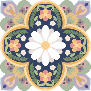 Azulejos tiles patchworrk graphic illustration colorful pattern