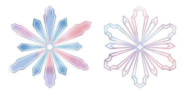 Snowflake winter set of blue pink purple gray pastel element isolated icon on white background  illustration 