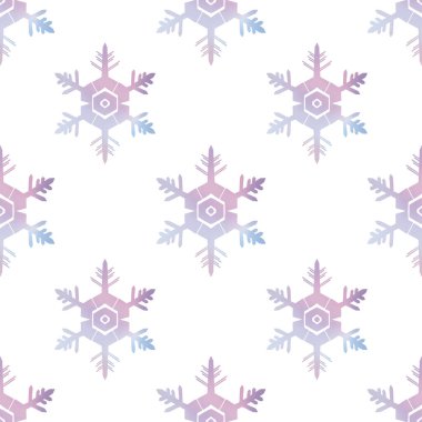 Pastel winter symbol festive seamless pattern Snowflakes pink blue purple arrangement ornaments background texture textile collection for decor interior , fashion fabric, paper wrapping