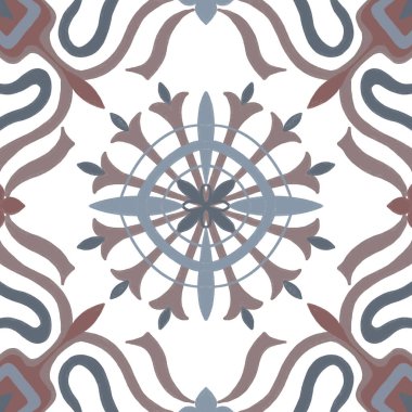 Seamless pattern abstract beautiful antique retro ceramic tile drawing texture decoration on white background