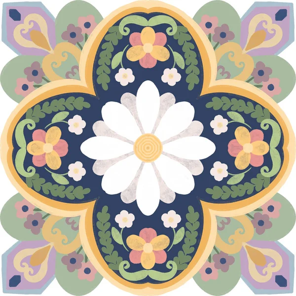 Azulejos tiles patchworrk graphic illustration colorful pattern