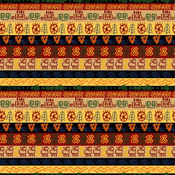 Ethnic folk indian african zigzag Horizontal stripes symbol multicolor seamless repeat pattern colorful digital clipart 