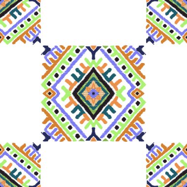 Geometric abstract shape embroidery ethics folk oriental element isolated  Designing for home decor, background,carpet, wallpaper,clothing,wrapping,batik,fabric, tile on white 