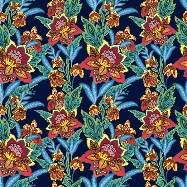 Flower vintage botanical blooming seamless pattern with canna lily Oriental style. illustration art design for textiles, wrapping paper, wallpaper, clothes, interior, curtains, packaging
