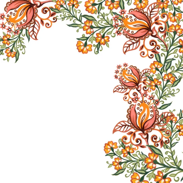 Digital Clipart Illustration Botanical Leaves Collection Set Indian Orange Flower — Stock Fotó