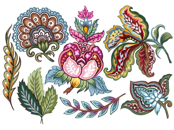 Floral Decorative Element Jacobean Embroidery Illustration Oriental Style Fantasy Floral — Stock Fotó