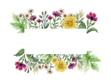 Romantic flower bouquet invitation or greeting card for wedding decoration, Valentine's Day, sales and other events with little white field wild botanical blooming template for print 