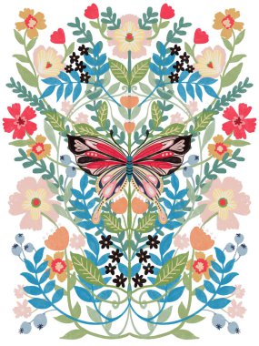 Bouquet spring summer botanical  blossom foliage leaves watercolor colorful for wedding party for invitation card party flower and plants on white